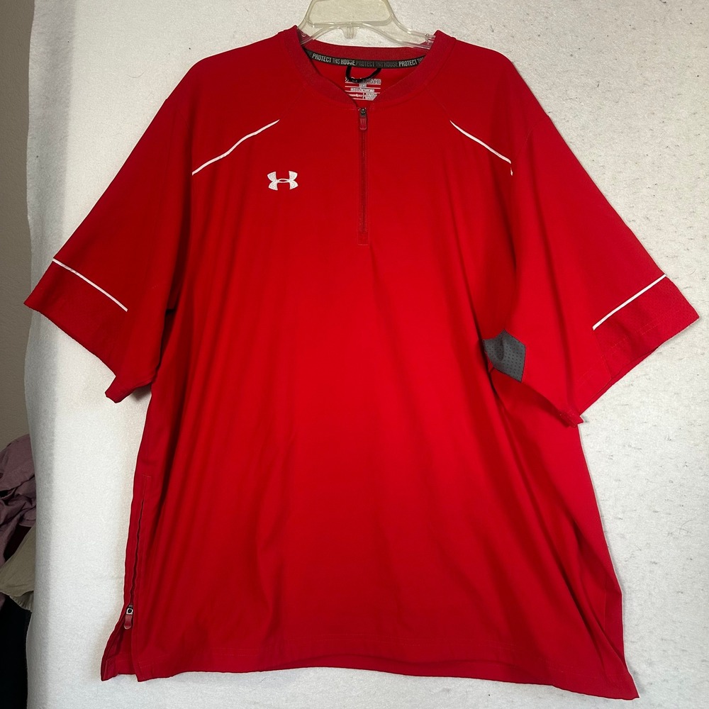 Under Armour AllSeasonGear Mens 2XL Red 1/4 Zip Short Sleeve Windbreaker Top